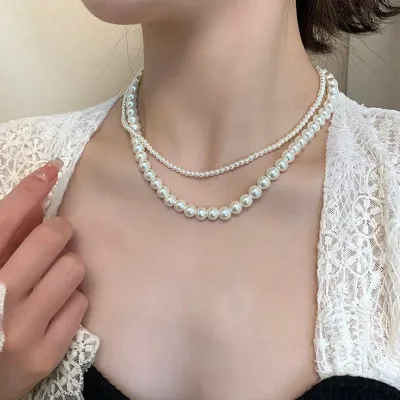 Faux Pearl Double Layer Necklace